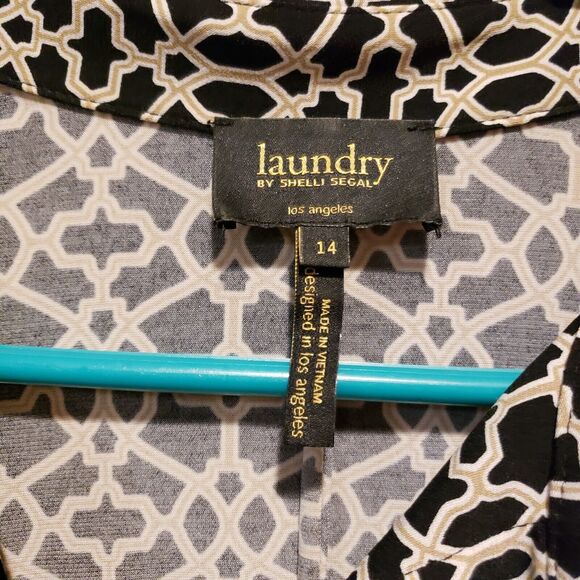 Laundry by Shelli Segal Button Down Bust Ruched Fitted Dress with Belt Size 14 - Picture 8 of 9